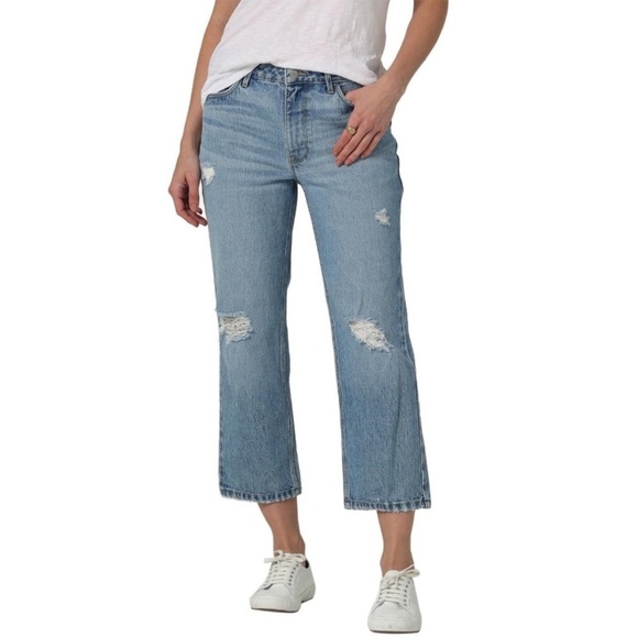 Wrangler 16 / 33 Jeans High Rise Rodeo Straight Crop distressed 5 pockets NWT - Picture 1 of 10